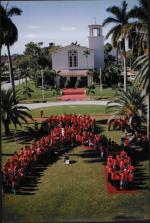 Human awareness ribbon for Aids Day, 1997